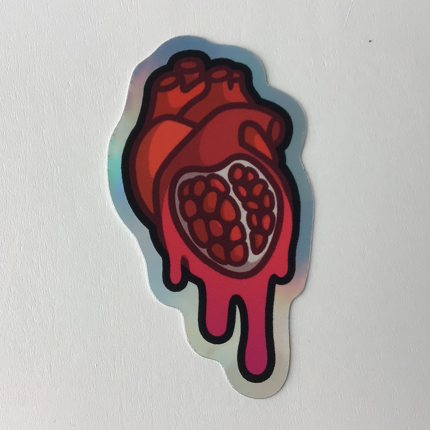 Pomegranate Heart Holographic Vinyl Sticker