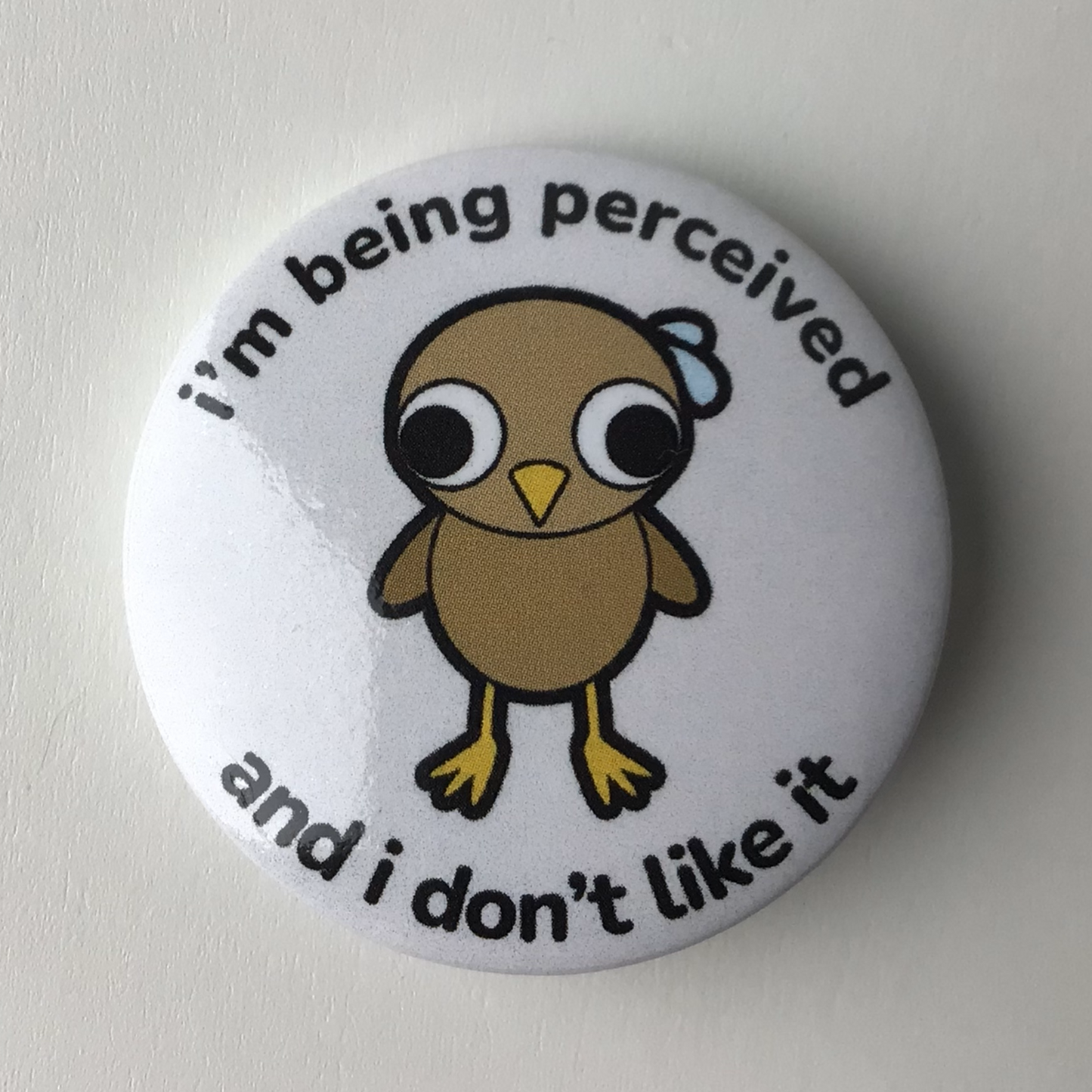 Anxious Bird Button Badge