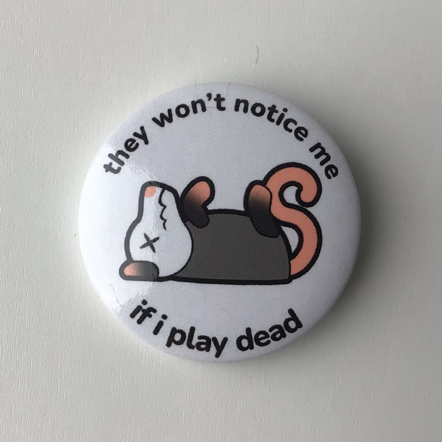 Play-Dead Opossum Button Badge