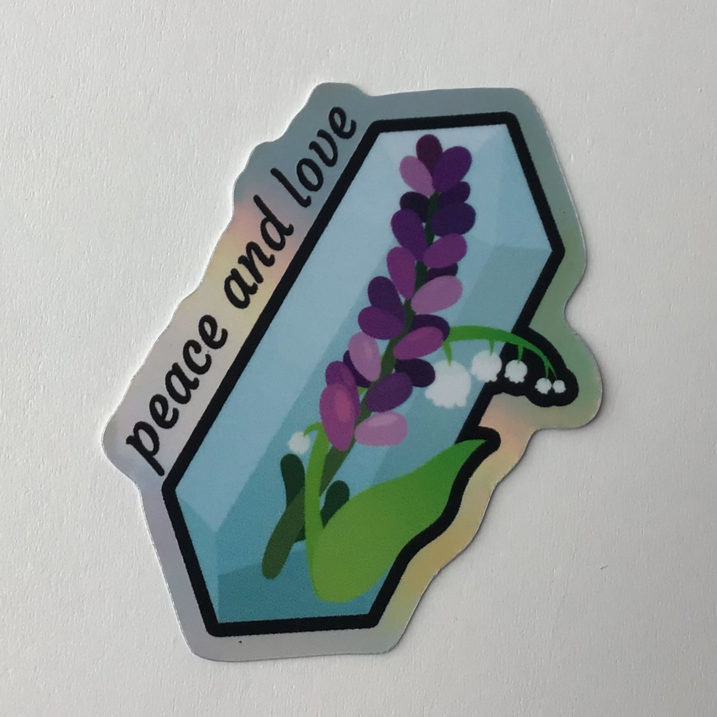 Peace and Love Holographic Vinyl Sticker