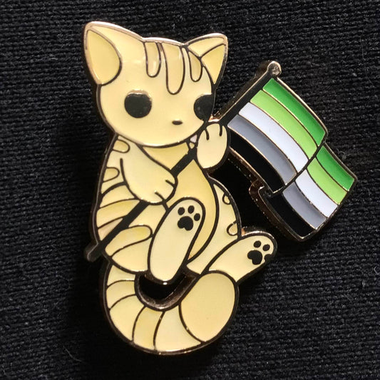 Aromantic Pride Kitty Enamel Pin