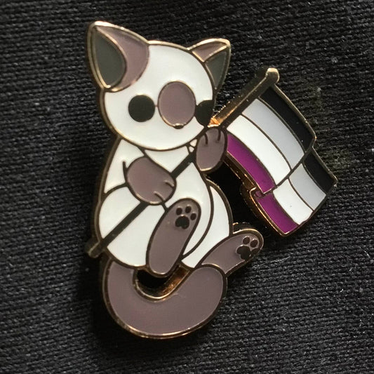 Asexual Pride Kitty Enamel Pin